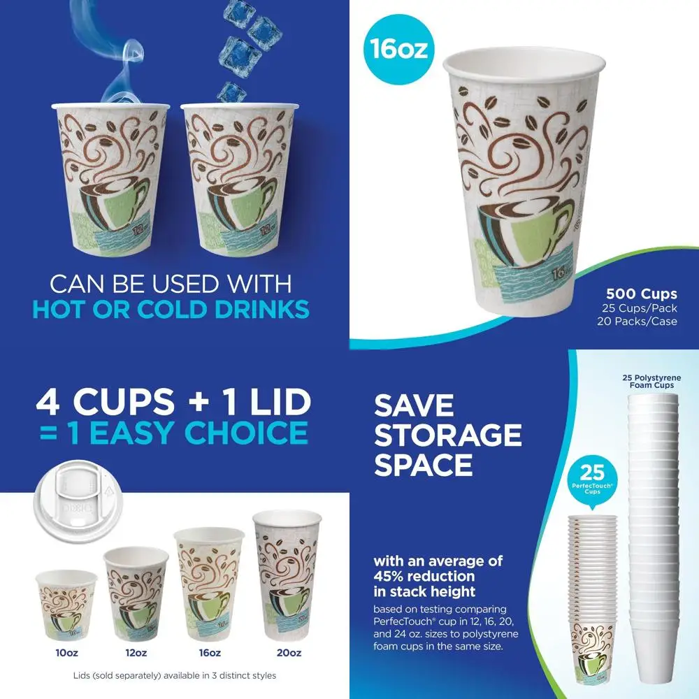 

GP PRO Dixie PerfecTouch 16 oz Coffee Cups, Coffee Haze Pattern, 500 Pack (25 Cups/Sleeve, 20 Sleeves/Case), 5356DX