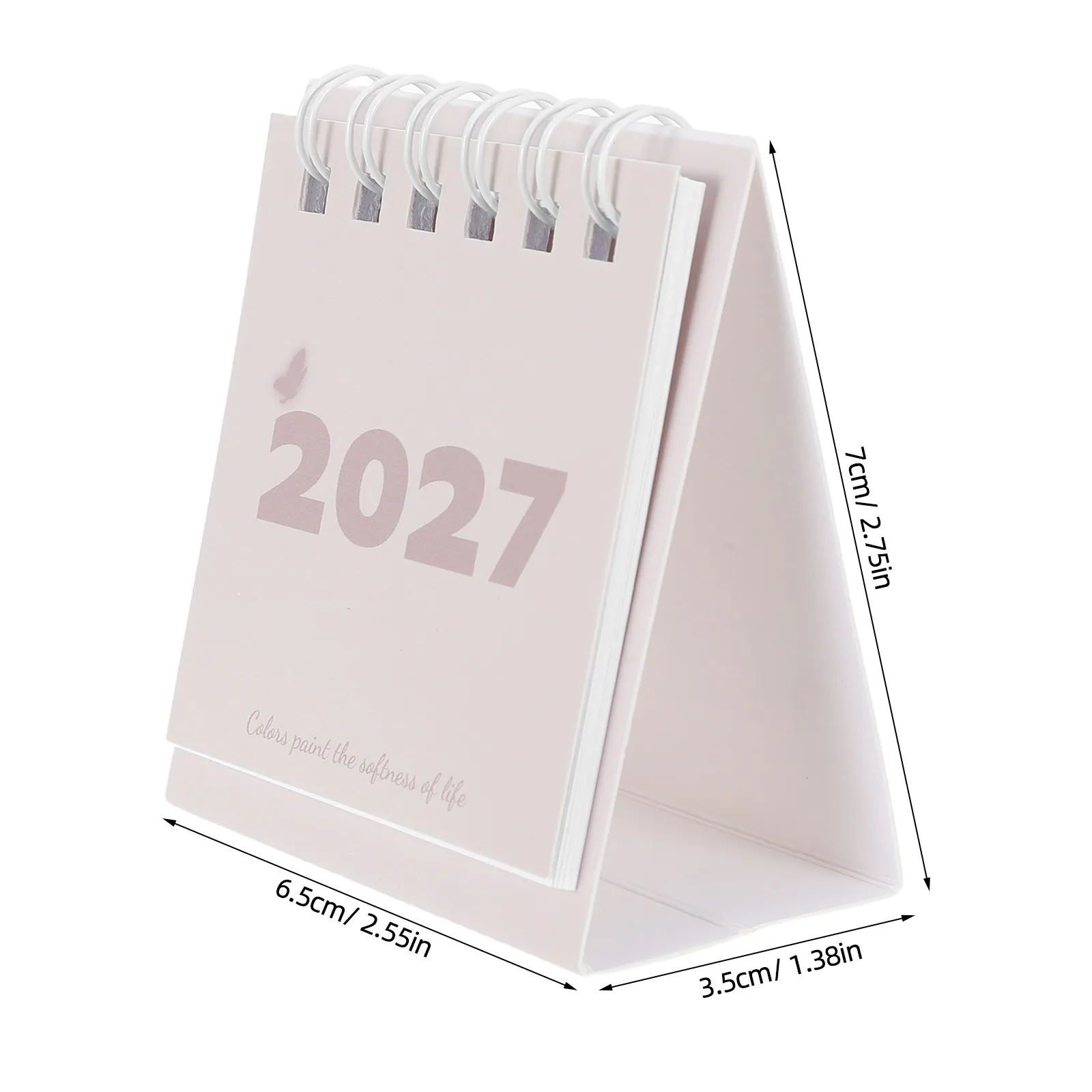 Mini Desk Calendar 2027 Stand Up Desktop Monthly Planner Daily Schedule Twin Wire Binding Tabletop Academic Home Office Flip