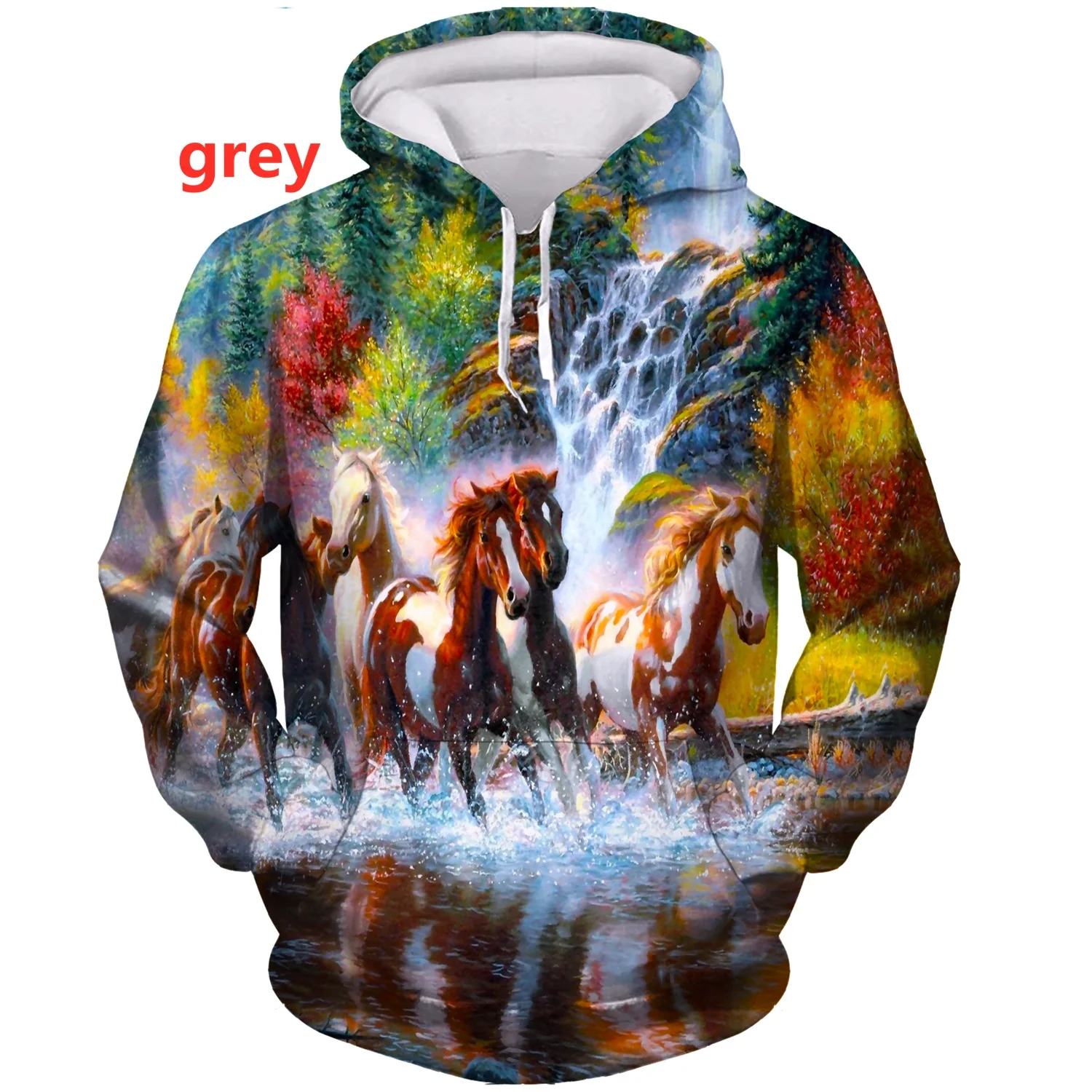 Sudaderas con capucha con estampado 3D de caballo para hombres y mujeres, suéteres casuales, ropa de calle de dibujos animados, Sudaderas con