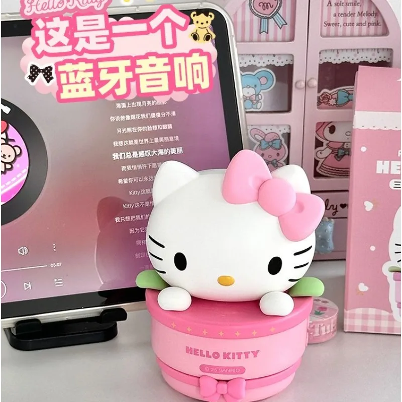 

Cute cartoon character Hello Kitty mini speaker cute creative potted plant design Bluetooth audio HD sound quality Holiday gift