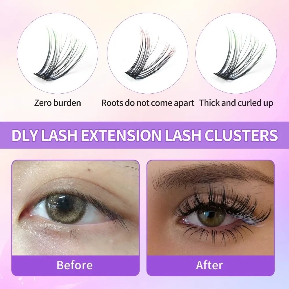 

Makeup Tool Colorful Gradient False Eyelashes Glitter DIY Individual Grafting Eyelashes Cluster Lashes Beauty