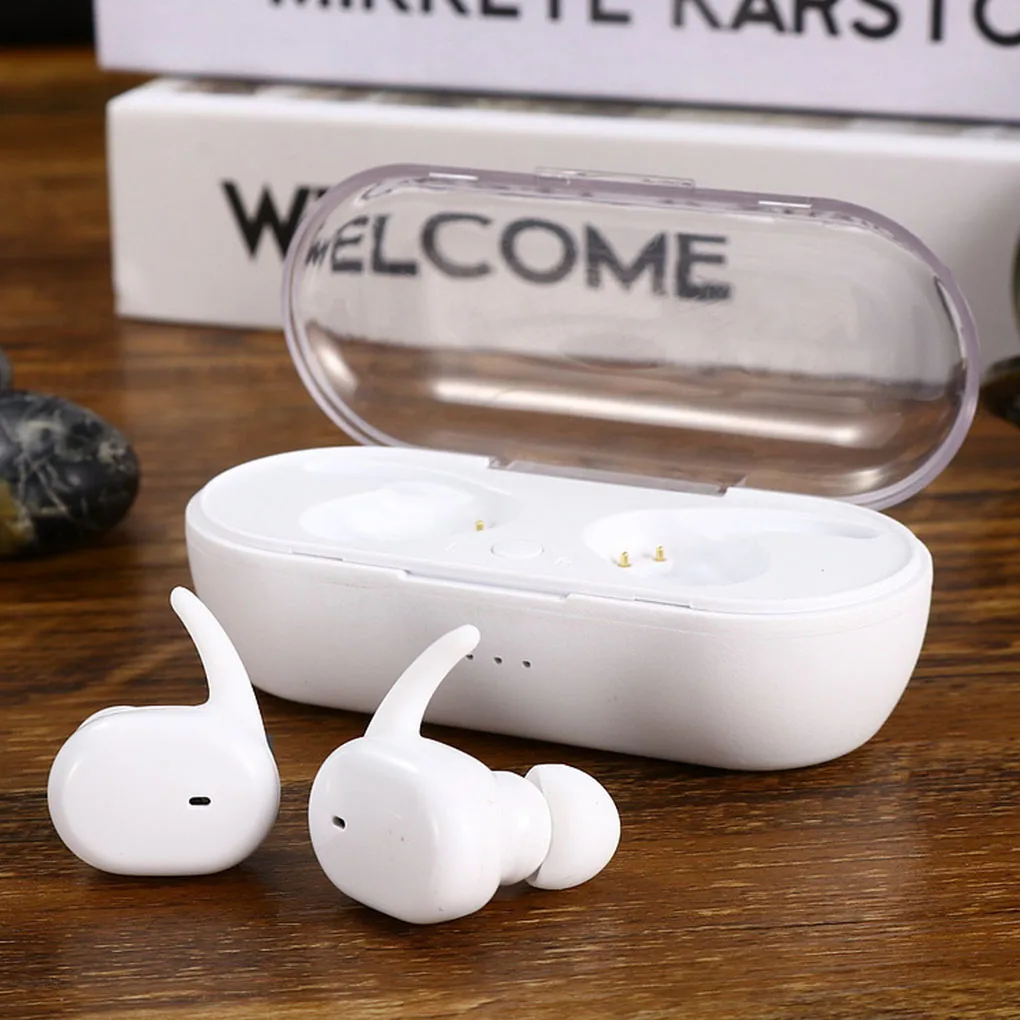 Wireless Earpiece with Mic Charging Case Rechargeable Reduction Outdoor Handsfree Sports Headset Gaming Company white