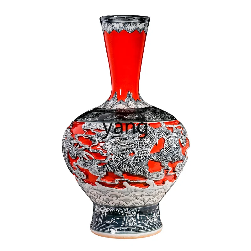 

Yjq ceramic hand-painted carving floor-to-ceiling large vase hotel opens company home living room decoration large ornament