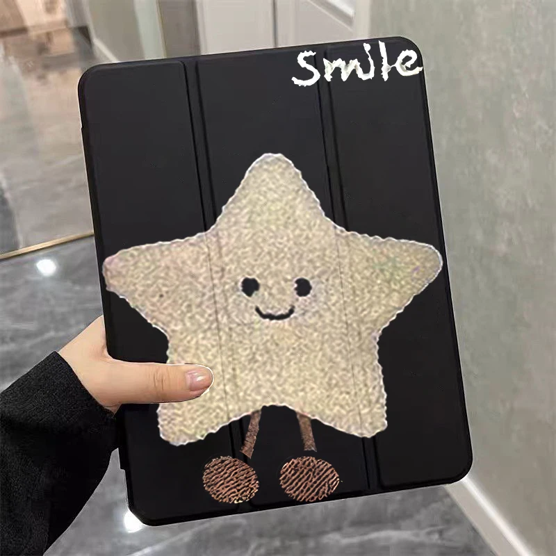 For iPad 10th Gen 11th A16 Case with Pen Holder Trifold Acrylic Clear Back Hard Cover For iPad 10.2 9.7 Air 5 11 iPad 10 11 Case