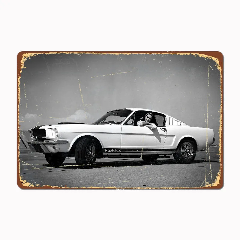 

Spirit of The GT350 Mustang Dark Horse Race Car Racer Retro Metal Sign Poster Garage Indoor Room Decor Club Tin Home Wall Decor