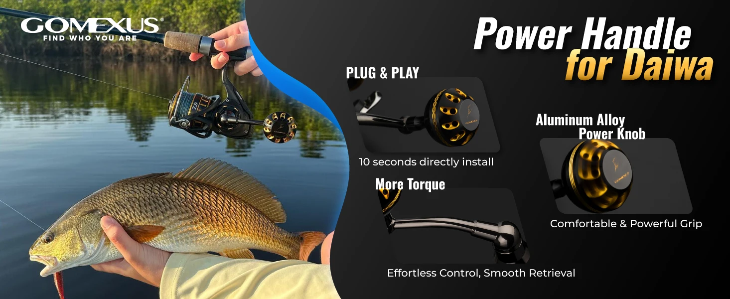 Gomexus Power Handle For Daiwa BG MQ Saltist 1500-8000 Spinning Handle 65mm Fishing Reels
