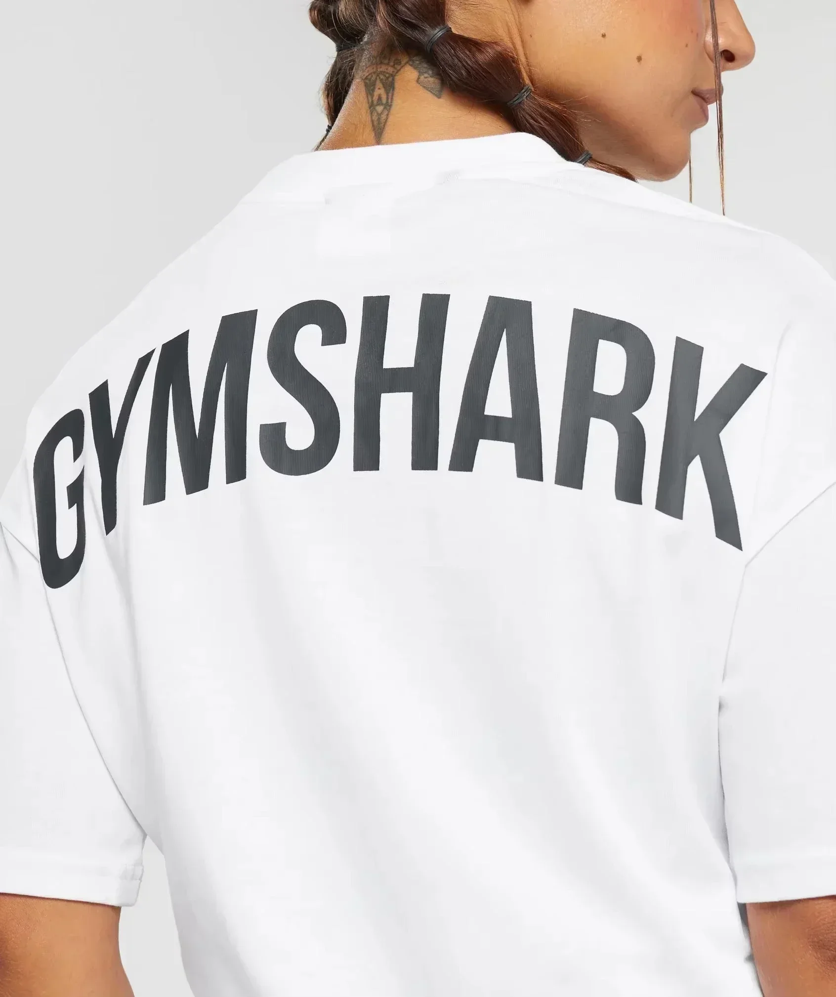 2024 New Fashion Shark POWER OVERSIZED Sports Men and Women All Cotton Wash Loose Fitness Short-sleeved T-shirt Streetwear