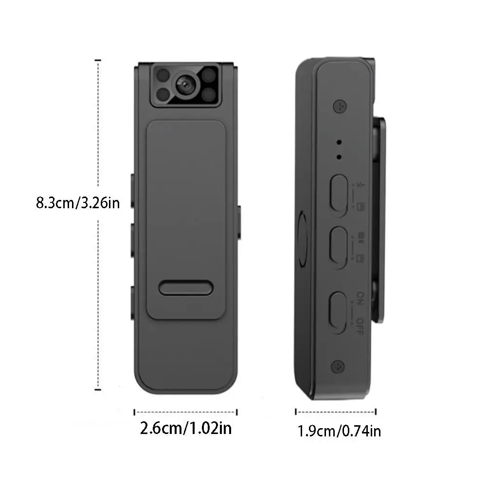 Night Vision Recorder HD 1080P Noise Reduction Camera Portable Wearable Video Recorder Convenient Back Clip Night Vision