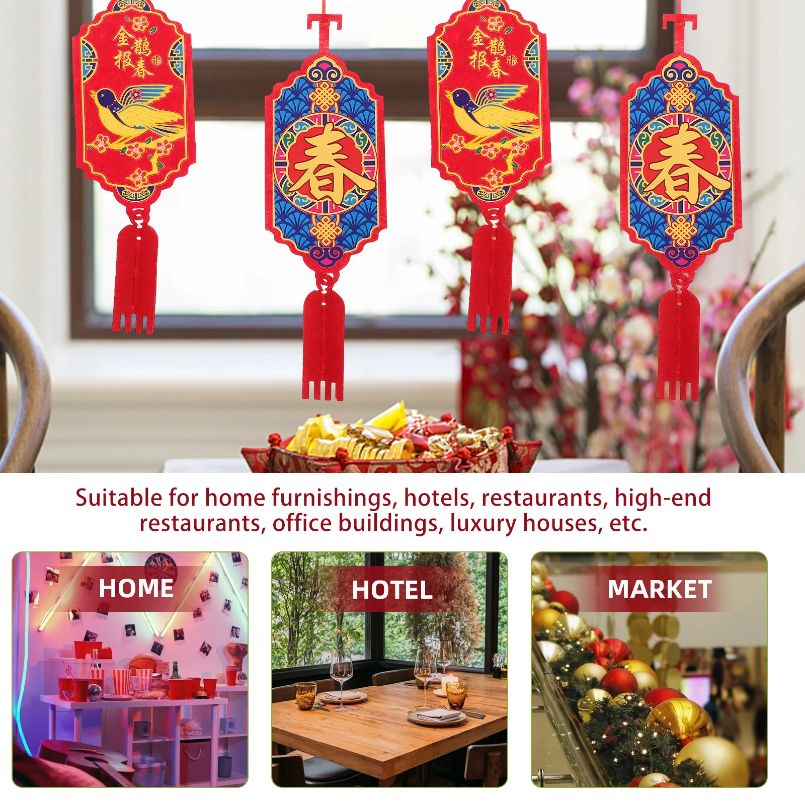 

1Set Chinese Spring Festival Hanging Ornament New Year Bonsai Pendant Door Wall Decor Festive Home Decoration