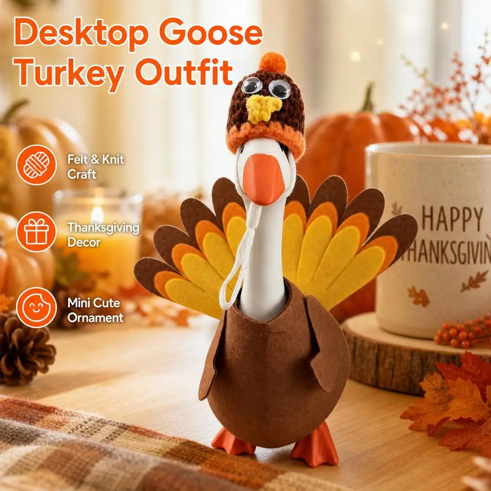 Haustierkleidung, 7-Zoll-Schreibtischgans, Thanksgiving-Outfits, Mini-Schreibtischgans, Thanksgiving-Kleidung, Truthahn-Kostüm, Dekoration für den Schreibtisch – Detail 3