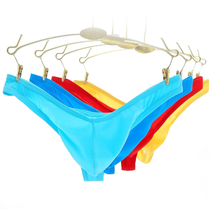 Men's Thongs Sexy Ice Silk Underwear Low Waist Ultra-Thin Bikini Summer Quick-Drying Panties Bulge Pouch Jockstrap G Strings