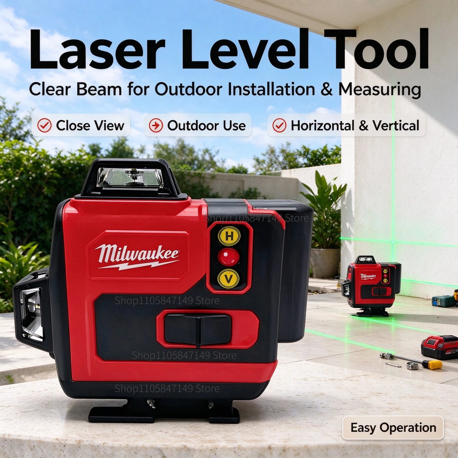 NEW Milwaukee M18 Battery,6 Lines 4D Laser Level, High-Precision 360° Green Beam Self Leveling Horizontal Vertical Portable Tool