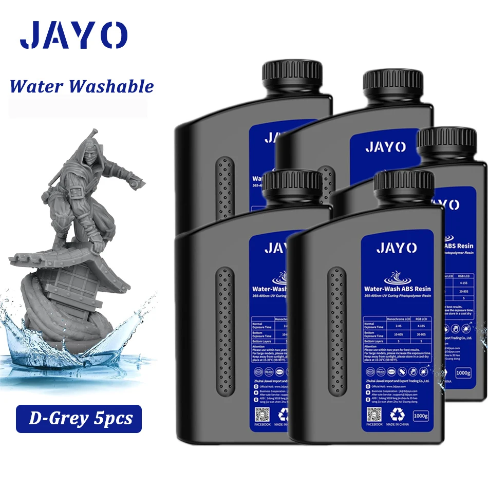 JAYO Water Washable Standard/ ABS Like Resin 3D Printer Resin 405nm UV Standard Rapid Photopolymer Resin For LCD/DLP/SLA 5Bottle