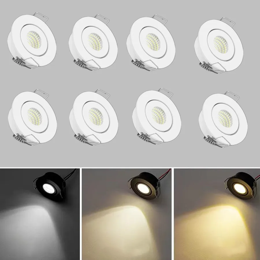 

10 Pcs Aluminum Round LED Dimmable Ceiling Downlight 5W DC12V Recessed COB Spot Light Led Bulb Mini spotlight LED tube light