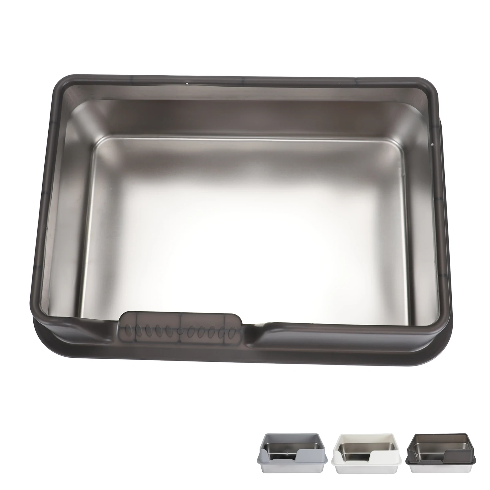 

Stainless Steel Litter Box High Sides Anti Splashing Easy to Clean Enclosed Cat Litter Box for Small Medium Cats