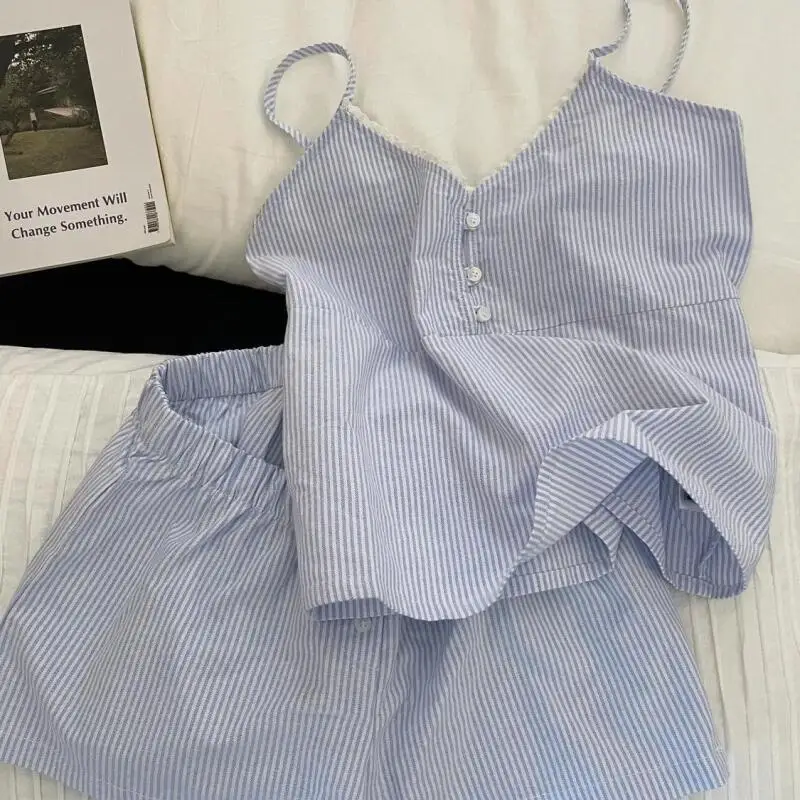 New Tank Shorts Pajamas Spring and Summer Sweet Style Bow Tie Pajamas Girl Long Sleeved Trousers Student Dormitory Home Clothes
