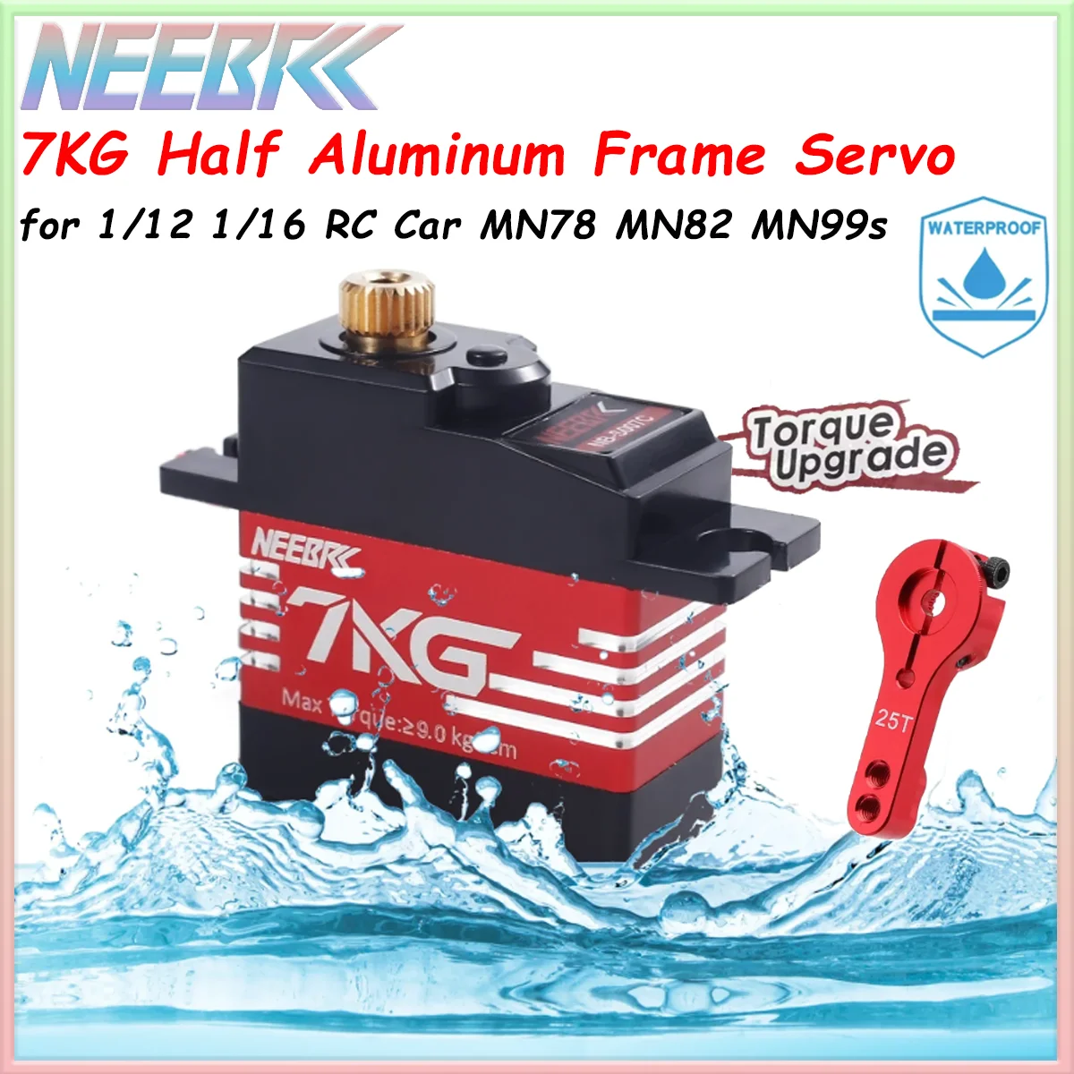NEEBRC 7 kg Metallgetriebe Halbaluminiumrahmen Digitalservo für 1/12 1/16 RC Auto MN78 MN82 MN99s WLTOYS MJX Hyper Go 16120 14210 WPL