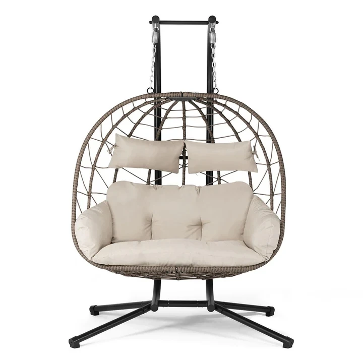 

2026 Patio Rttan/Wicker Foldable Swing Chair/ Garden Double Seat Hanging Chairspromote sales