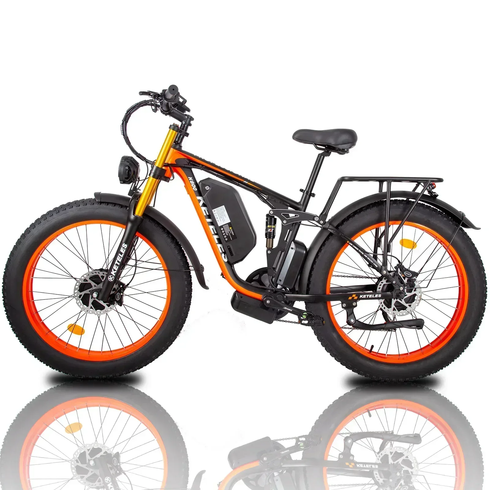 Electric Bike 26'' Fat Tires  2000W Brushless Motor 48V23AH Battery Range Electric Bicycle Ebike Battery Commuter E Bike