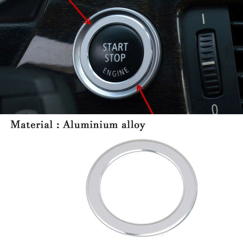 Car Start Stop Button Ring Cover Trim Auto Engine Ignition Button Sticker for BMW 3 Series E90 318 320 325i 2006-2012 Aluminum