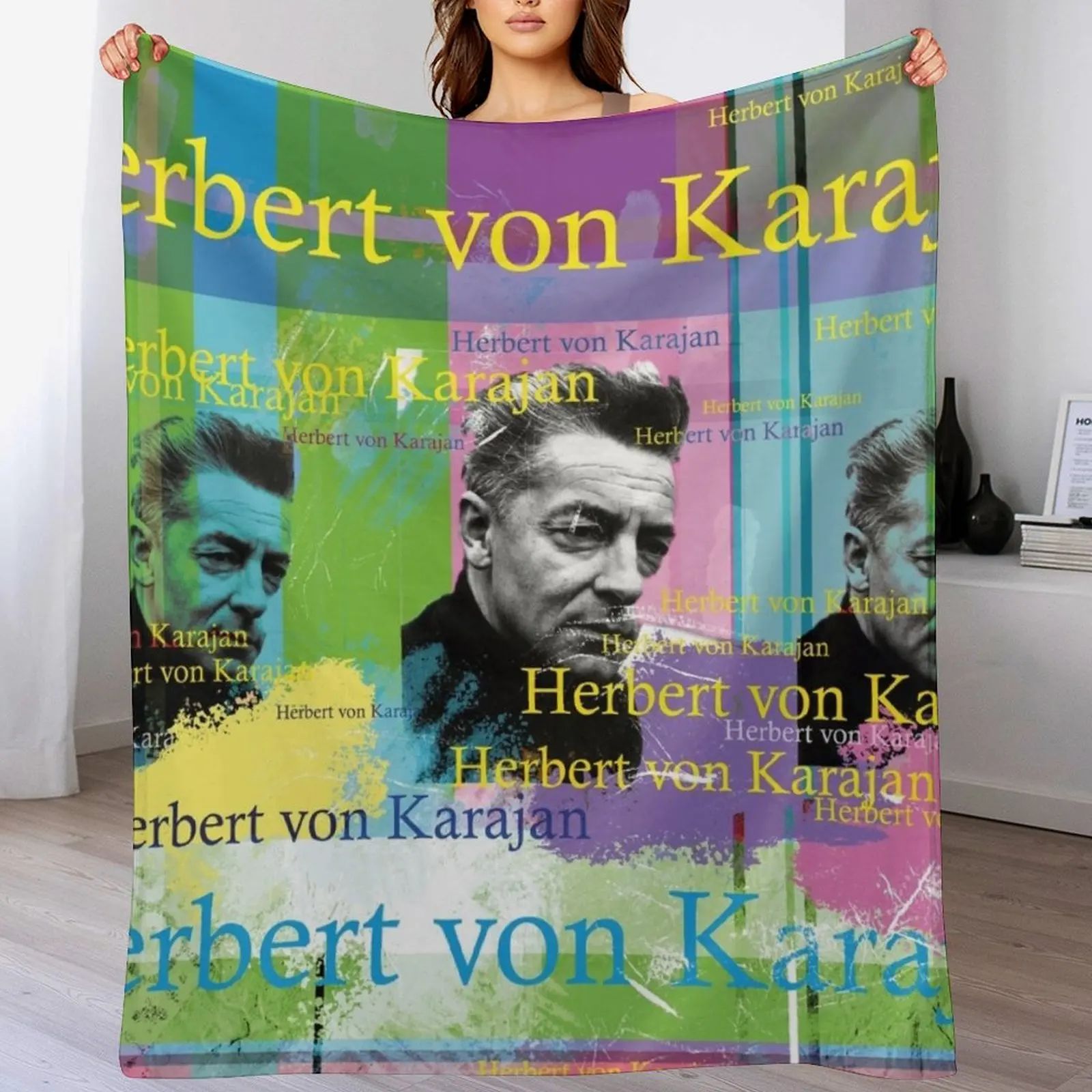 Herbert von Karajan Portrait Throw Blanket Quilt For Decorative Sofa Blankets