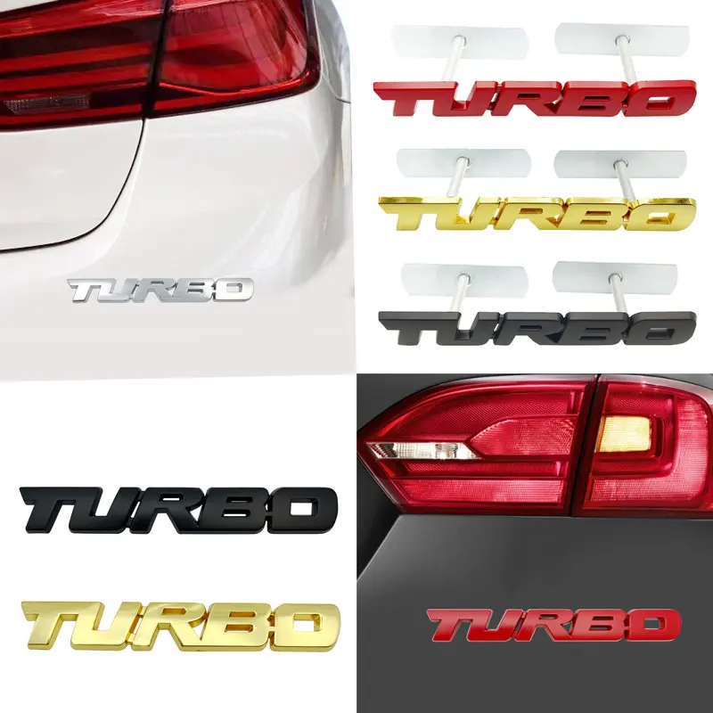 3D Metal Car Sticker Turbocharged Turbo Badge Car Modification Accessories Rear Marked Side Marking Decorative Grille stickers