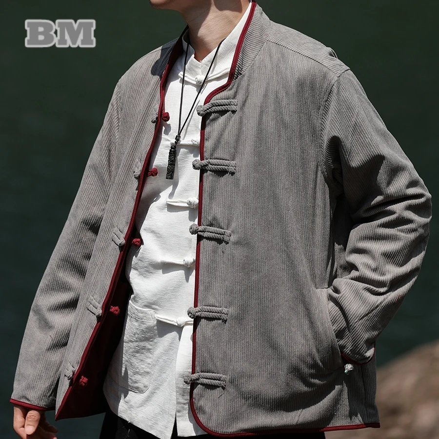 Both Sides Can Be Worn Chinese Traditional Dress Plus Size Jacket For Men Clothing Spring Autumn Vintage Tai Chi Kung Fu Coat