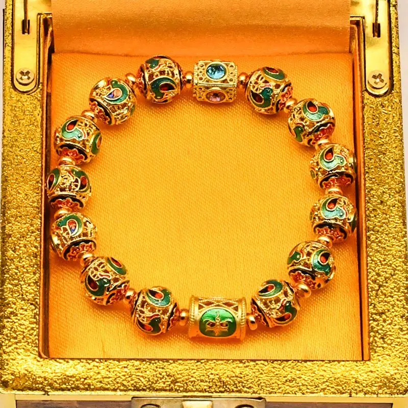 Five-way God of Wealth Cloisonne Enamel Cloisonne String Flower Series Bracelet Multicolor Optional Temple Prayer Hand String