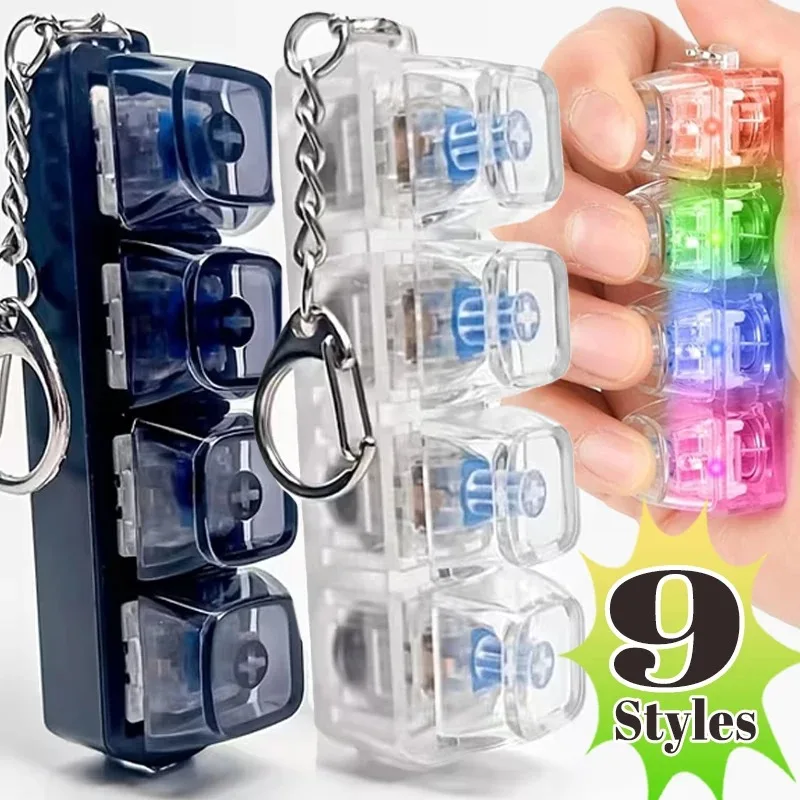 Super Relaxation Colorful 4Keys Keyboard Fidget Toys LED Crystal Keycap Keychain Fingertip Gadget Decompression Clicker 2026