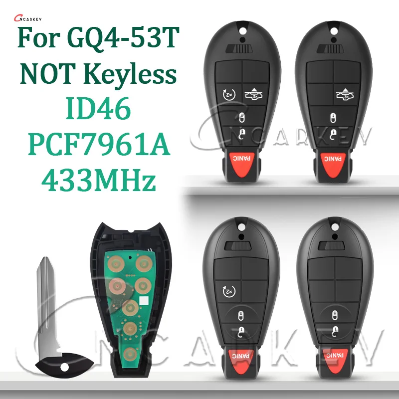 

Удаленный автомобильный ключ GQ4-53T подходит для Chrysler Jeep Dodge RAM 1500 2500 3500 4500 2014 2015 2016 2017 2018 НЕ бесключевой ID46 PCF7961A 433 МГц