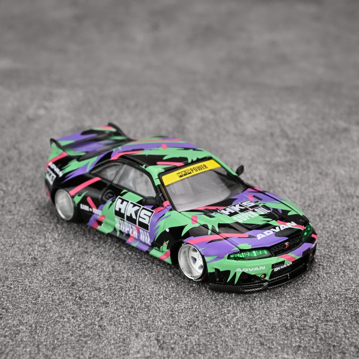 Kaido MINIGT 1:64 R33 Skyline HKS V1 symulacja edycja limitowana stop metalu statyczny model samochodu zabawka prezent