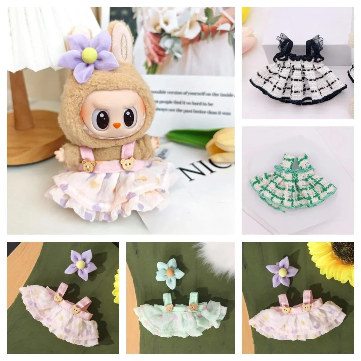 Mini Plush Doll\'S Clothes Outfit Accessories For Korea Kpop Exo Labubu V1 V2 Idol strap skirt Clothing Gift