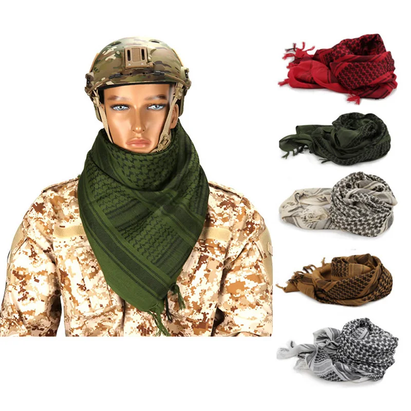 Outdoor Men Muslim Hijab Tassel Shemagh Tactical Desert Arab Scarves Winter Military Keffiyeh Windproof Hiking Scarf Accessories