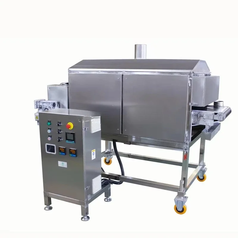 Continuous cooking automatic meat shrimp barbecue machine stainless steel processing machine