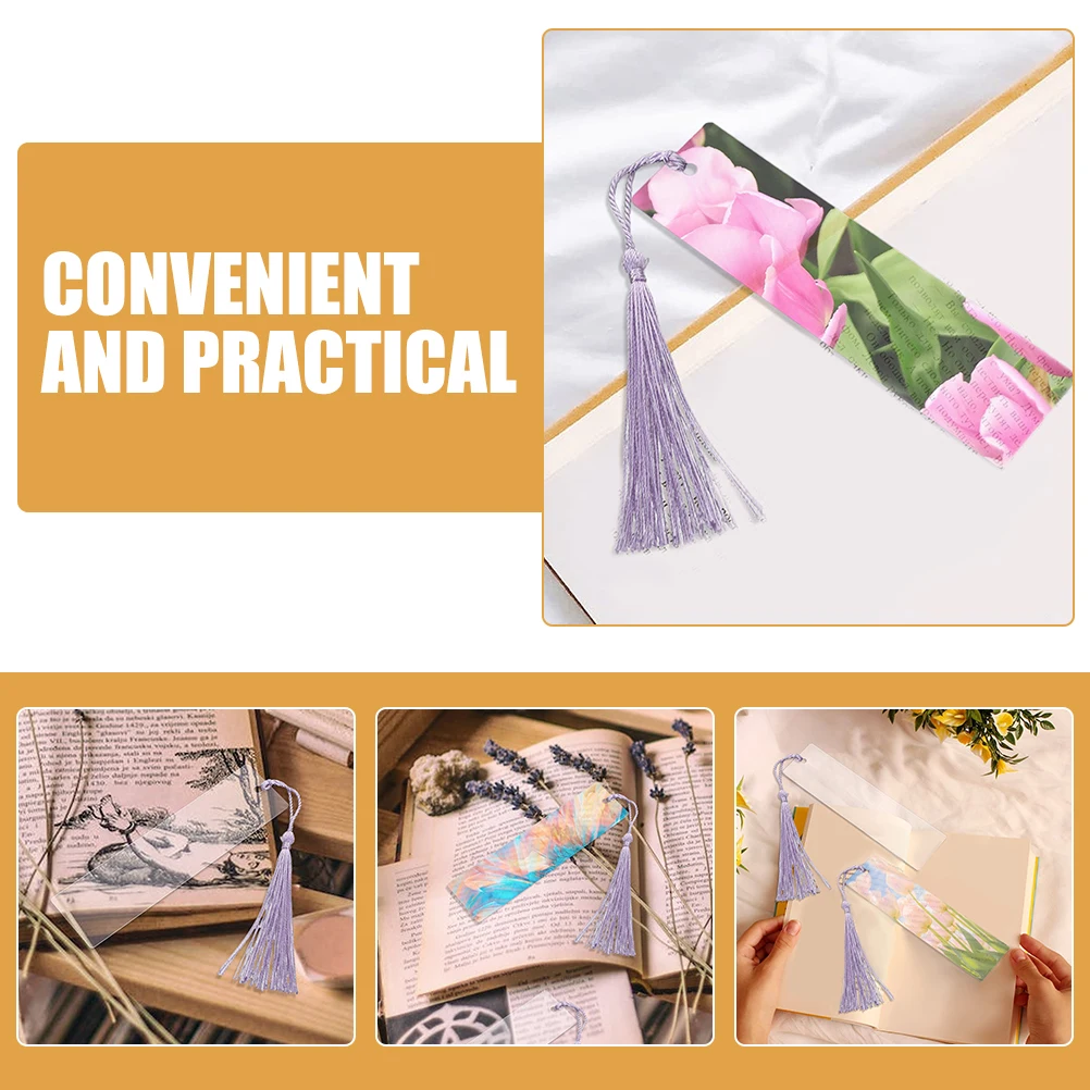 

Acrylic Bookmarks DIY Gifts Students Reading Page Markers Tassels Hanging Decor Bookmark Widgets Clear Pendant Accessories