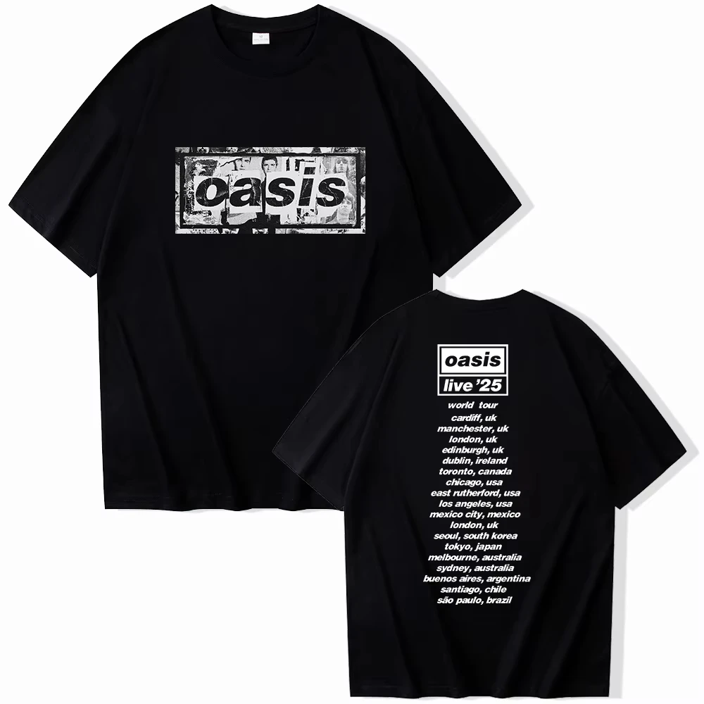 تي شيرت Oasis Reunion Tour 2025 Hommes نسائي كوتون تي شيرت Harajuku Col Rond Oasis Live 25 Tour Merch Mode تي شيرت Cadeau Pour Les Fans