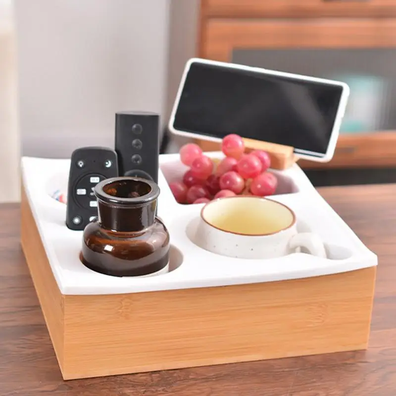 Car Cup Holder Sofa Cup Holder Removable Couch Organizer Couch Snack Tray Bed Cup Holder Wooden TV Trays For Eating On Couch