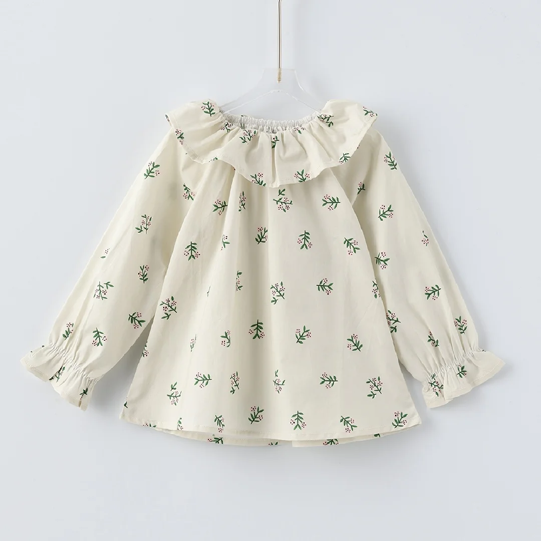 Baby Girls Ruffles Princess Shirt Cotton Long Sleeve Lace Blouse Infant Stylish  Floral Tops Children Shirt Girls Clothing 6-24M