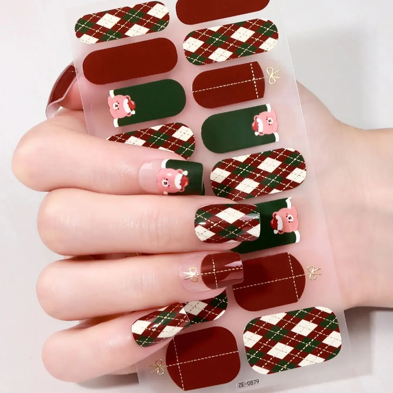 16tips Kerst Winter Sneeuwvlok Sneeuwpop Bakvrije zelfklevende nagelstrips Patch Slider Volledige dekking Nageldecoratie