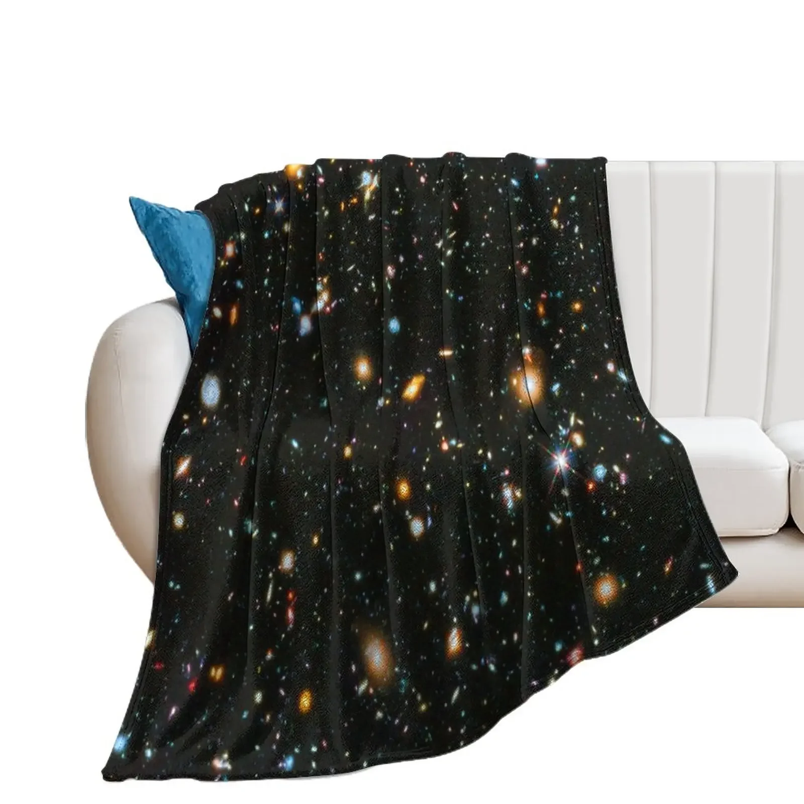 

Hubble Extreme Deep Field (UV) Throw Blanket Flannel Fabric Decoratives Decorative Throw Blankets