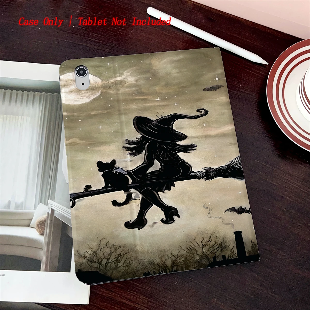 

8. Чехол для iPad с принтом в свежем стиле, 360° ° Вращающаяся подставка и слот для ручки, стиль книги, автоматический режим сна/пробуждения, совместим с различными Apple iPad