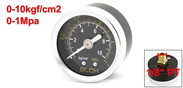 0- 1Mpa Black Plastic Round Dial Air Pressure Measure Compressor Gauge 10mm Thread Diameter 1/8