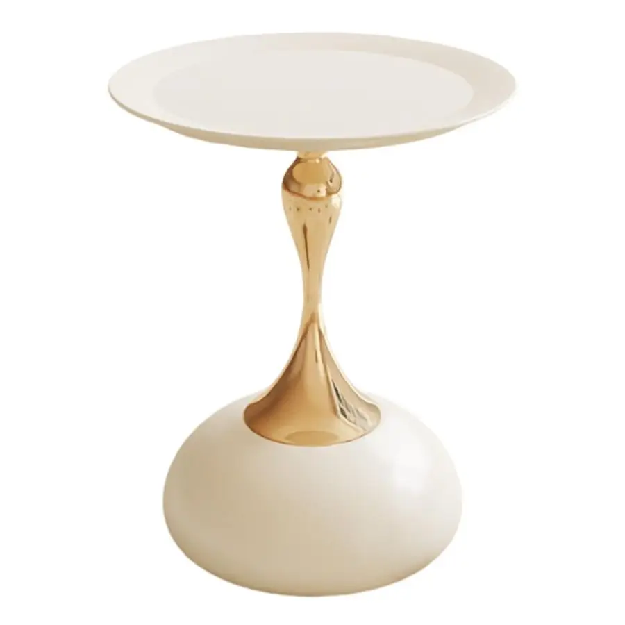 

Round End Table,Modern Pedestal Table,Corner Drink Tables,Accent Side Table Nightstand for Living Room,Patio and bar Cream White