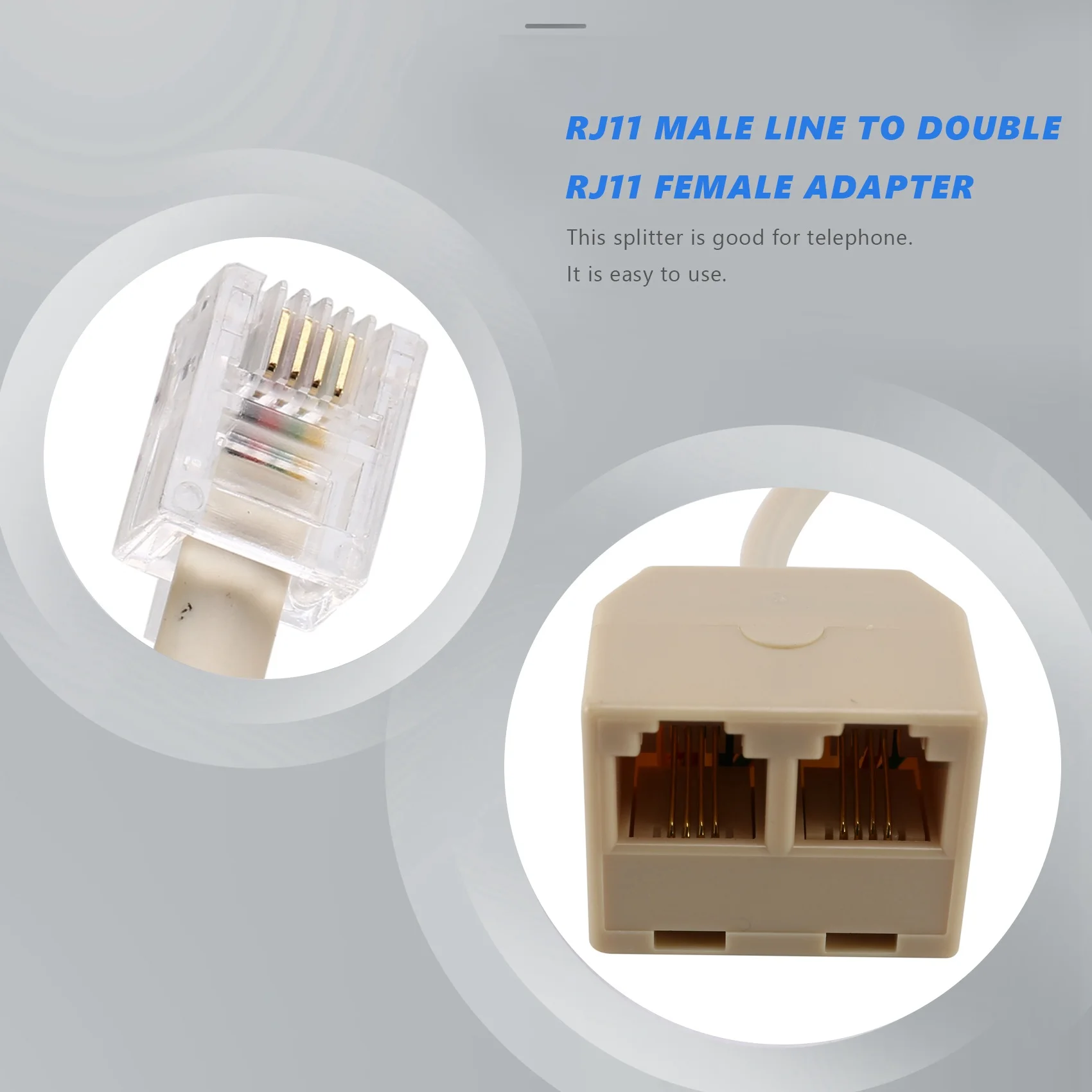 Adaptador divisor de filtro de línea macho a doble conector hembra RJ11 de teléfono