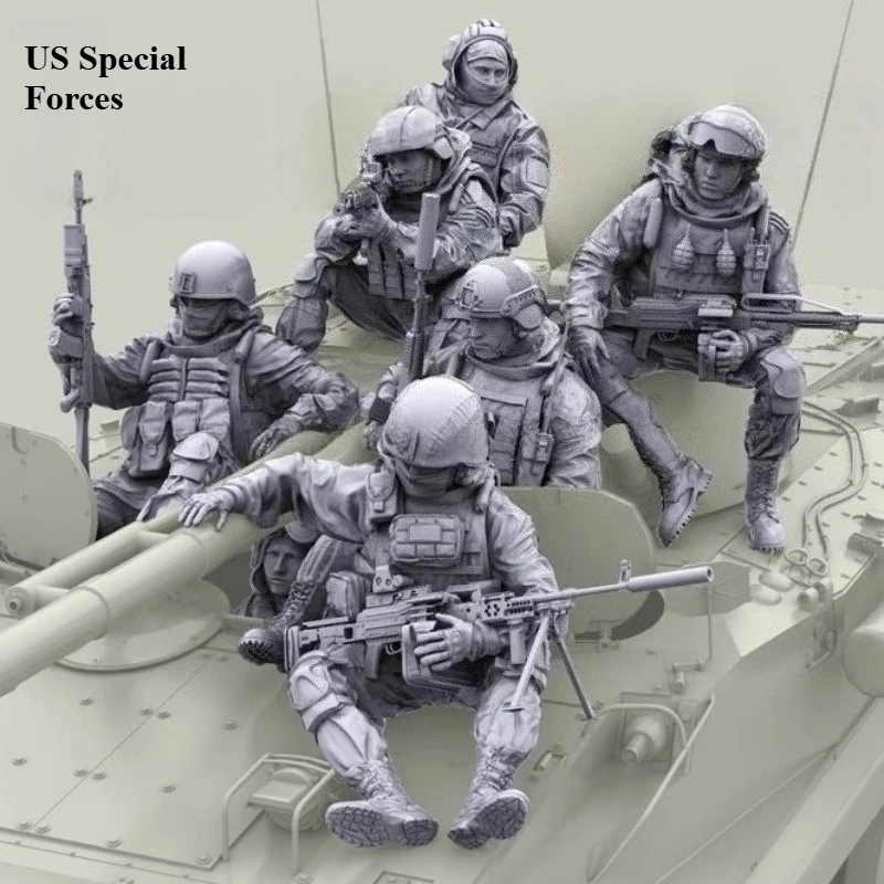 

1: 35 Resin Model, US Special Forces Vehicle Mounted 7-person Model, Scene Layout, Unpainted State