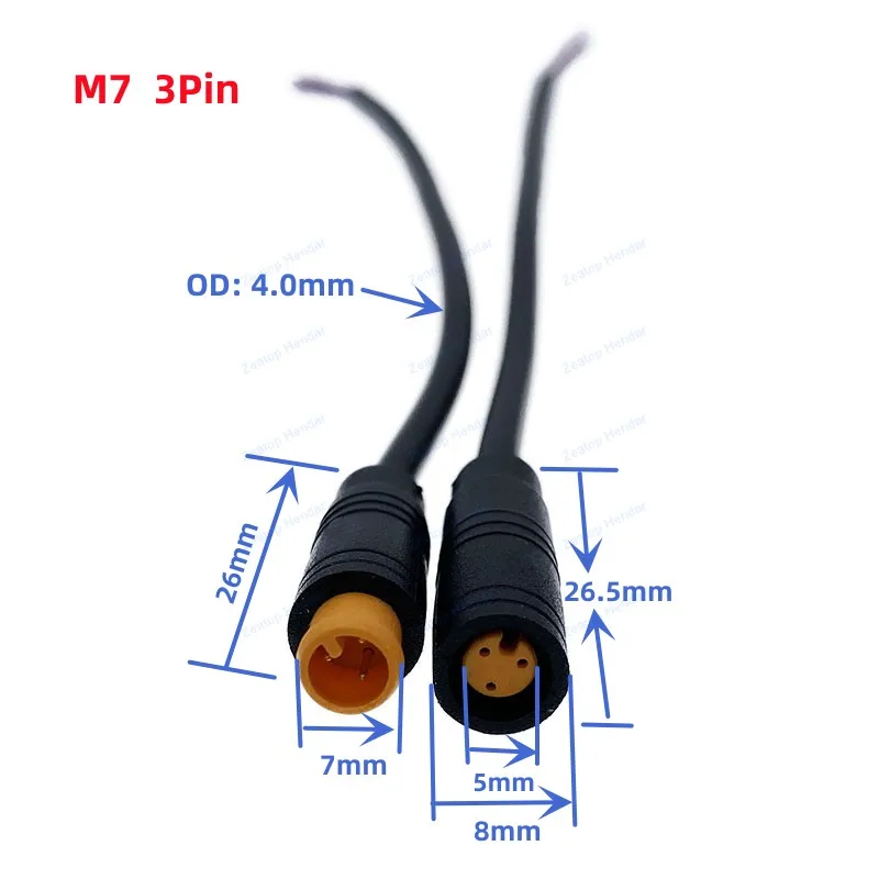 2Pcs 2 3 4 5 6 Pin M7 Electric Bicycle Butt Joint Plug Wiring Line Scooter Brake Cable Pluger Signal Connecting Sensor Wire 20CM