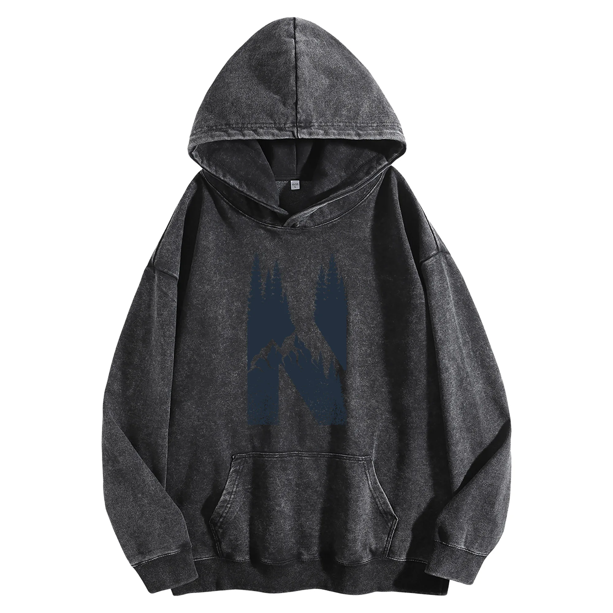 سترة بغطاء للرأس كلاسيكية مغسولة 400 جرام من Forest N للجنسين كبيرة الحجم ملابس الشارع مجموعة الخريف/الشتاء