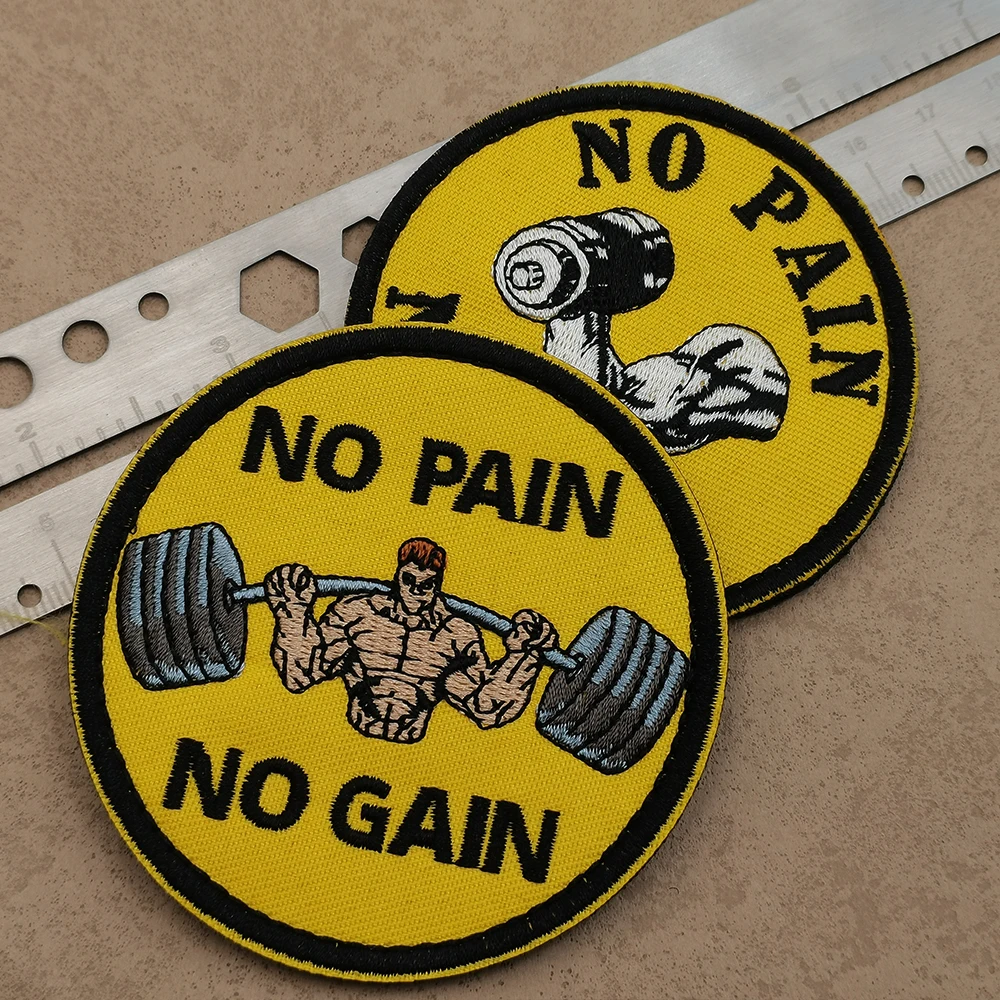 NO PAIN NO GAIN Inspirational Quotes Embroidery Sport Fitness Fabric Letter Funny Patch For Shirt Bag Hat DIY Sew-on Labels Hook