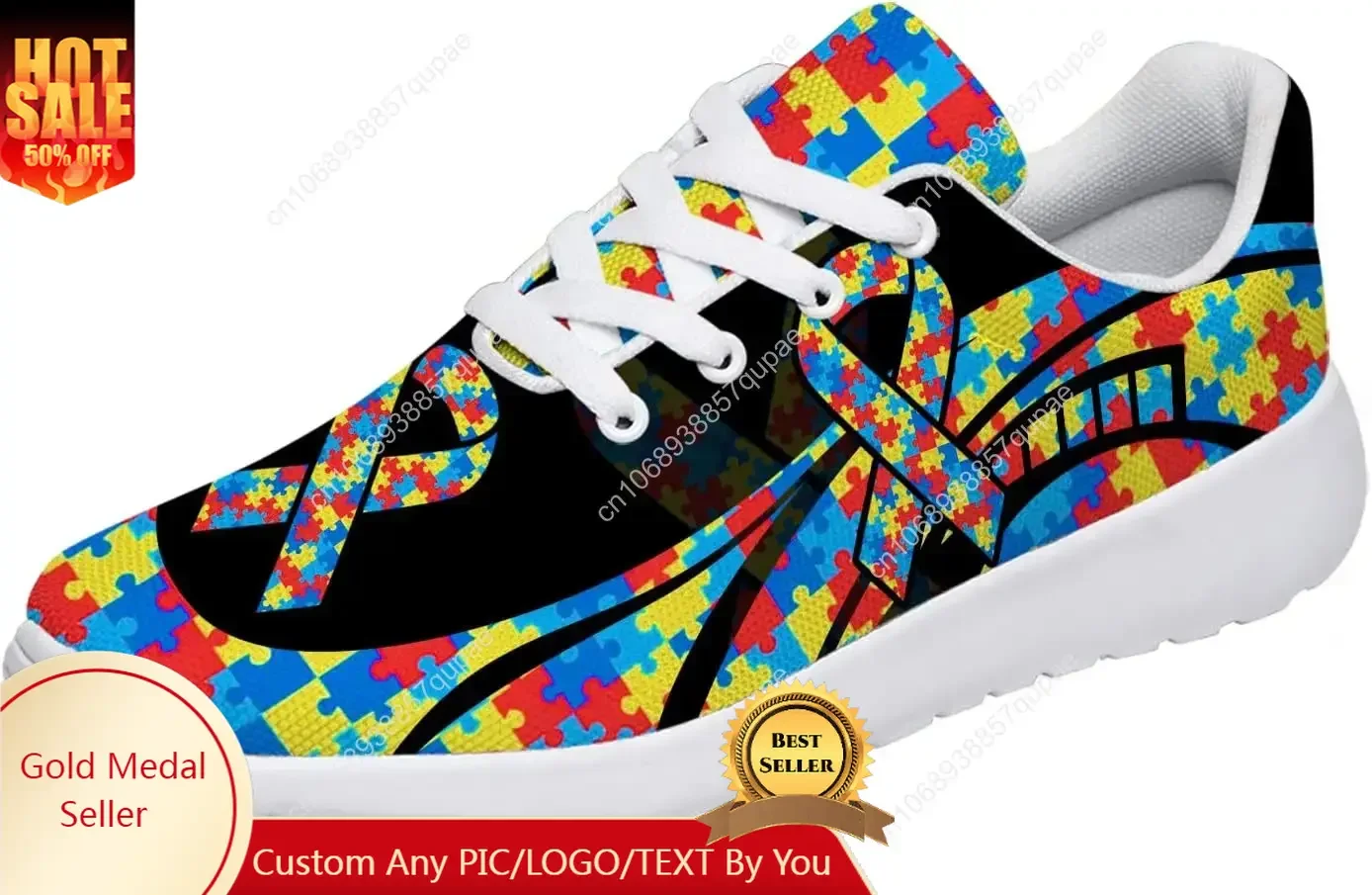 

Autism Awareness Month New Running Sports Shoes Boys Girls Fashion Casual Shoes Breathable Tennis Walking Shoes Custom Mesh Shoe