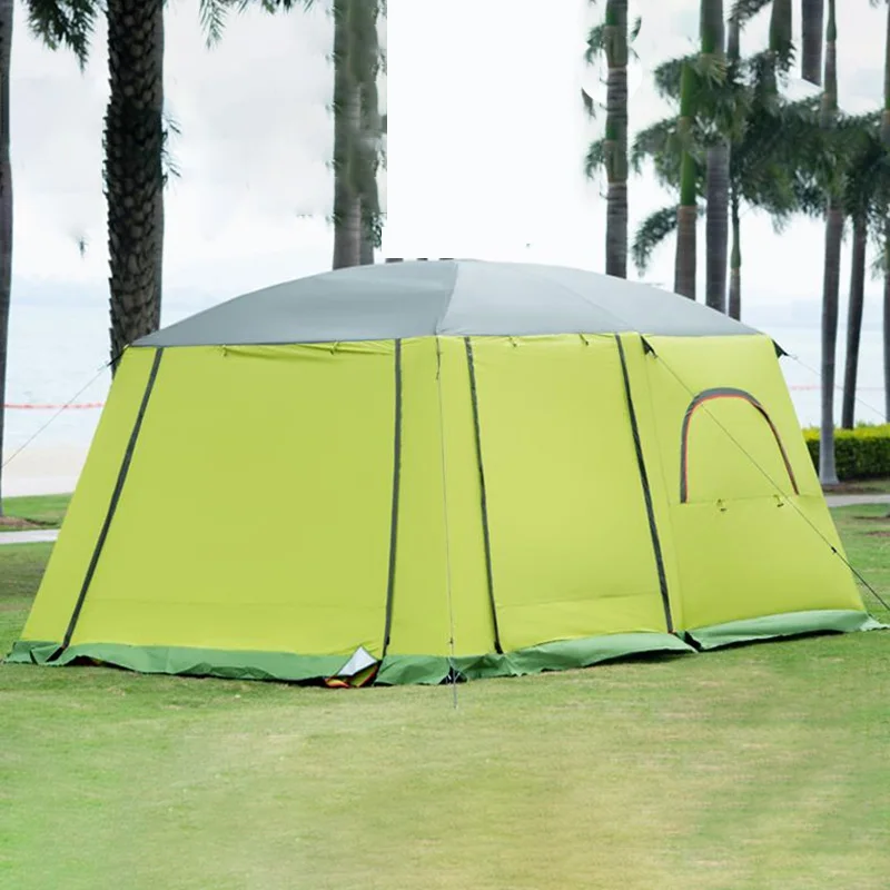 Two Bedroom One Hall Tent Oversize For 5-8 Person Leisure Camping Double Layer Thicken Rainproof Outdoor Family Tour Shelter